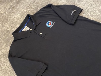 VTG Disney Wizard Mickey Mouse Golf Polo Shirt Mens M Black Embroidered Patch