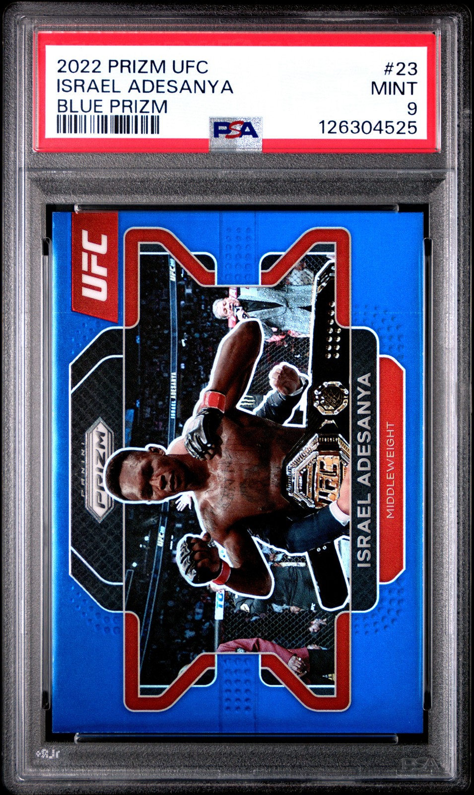 2022 PANINI PRIZM UFC BLUE PRIZM #23 ISRAEL ADESANYA 7/199 PSA 9