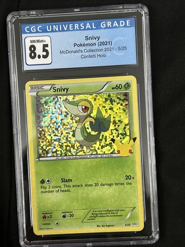 Snivy Pokémon 2021 McDonald's Collection 5/25 Holo CGC 8.5 NM-MT