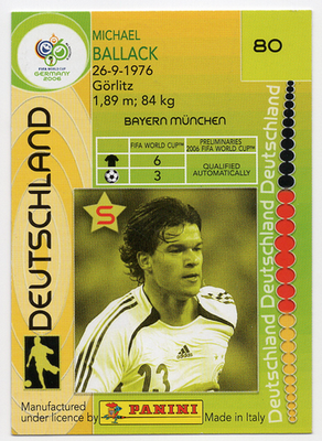 80. Michael Ballack (Germany) Panini FIFA World Cup Germany 2006
