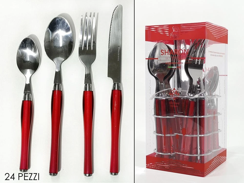 RED Tafelbesteck 24-teilig aus Edelstahl für 6 Personen RED CHRISTMAS - Foto 2 von 7