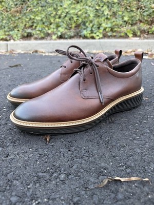ECCO St.1 Hybrid Plain Toe Brown Derby Shoes Cognac Leather Men's 8-8.5 / 42