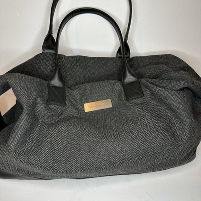 John Varvatos Top Handle Duffle Bag Grey Black Travel Bag Preppy Versatile