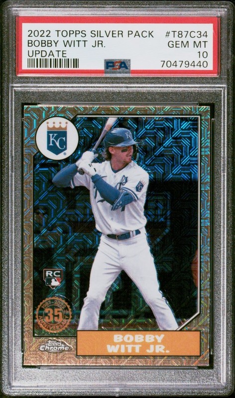 2022 Topps BOBBY WITT JR 1987 Silver Pack RC Rookie Chrome Promo #T87C34 PSA 10!