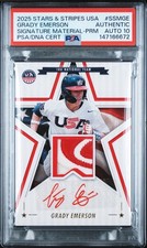 2025 Stars & Stripes Grady Emerson /25 * Red Ink * Auto PSA 10 USA Baseball SSP