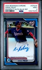 2024 BOWMAN CHROME PROSPECT AUTOS BLUE REFRACTOR ANGEL FELIZ 144/150 PSA 9