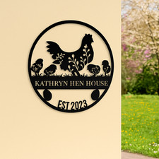 Custom Chicken Farm Metal Sign, Personalized Hen House Wall Art, Farmhouse Decor