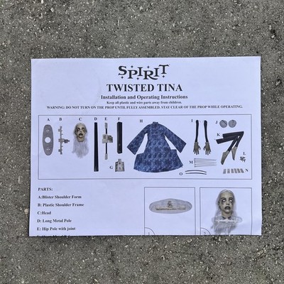 Spirit Halloween Animatronic Instructions ONLY - Twisted Tina 2020
