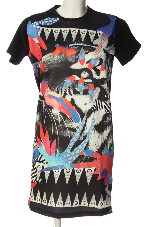VERSACE JEANS Robe à manches courtes Dames Robe T EU 36 noir-blanc-bleu - Photo 1/4