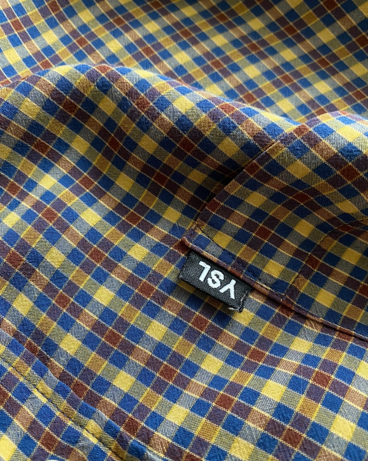 Saint Laurent Jeans camicia uomo vintage a quadri manica lunga con bottoni YSL