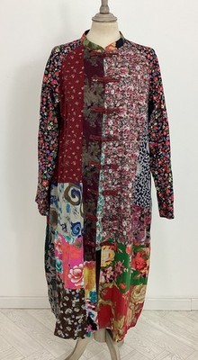 Luan Zak Jiang Nan Patchwork Floral HouseCoat Dress Jacket Boho Ethnic #1D*brix