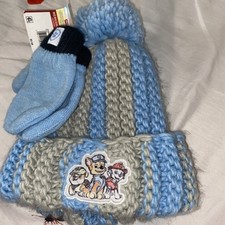 Paw Patrol Toddler Boys Knit Beanie Hat Gloves Set 2pc One Size New