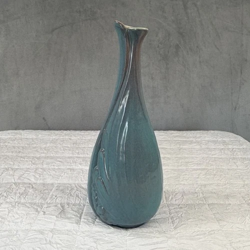 RARE! Frankoma 12” Vase Pottery Blue Turquoise Glaze Clay John Frank  1970 MCM