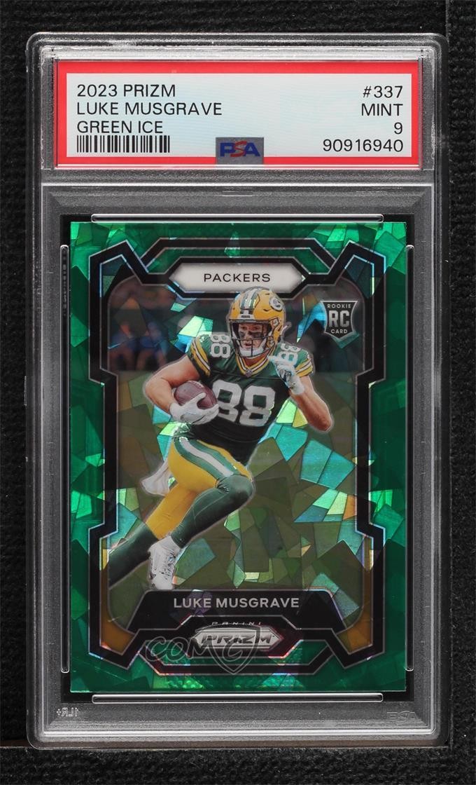 2023 Panini Prizm Rookies Green Ice Luke Musgrave #337 PSA 9 MINT Rookie RC