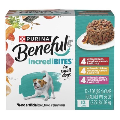 Wet Dog Food Variety Pack for Small Breeds, Real Beef Chicken Salmon Recipe, 3