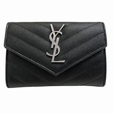 Saint Laurent Cassandra Small Envelope Wallet Leather Wallet Women Black One