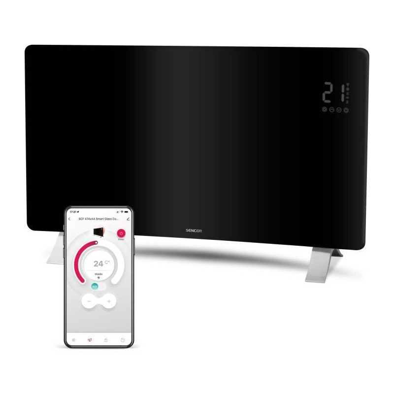 Radiateur Wi-Fi en verre SENCOR pour salon et chambre moderne
