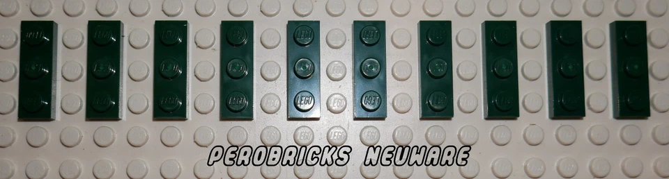 Lego Basic 10 Platten 1x3 dunkelgrün #3623 NEUWARE - Bild 1 von 1
