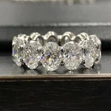 3.20 Ct Oval Cut Lab-Created Diamond Engagement Band Ring 14K White Gold Finish