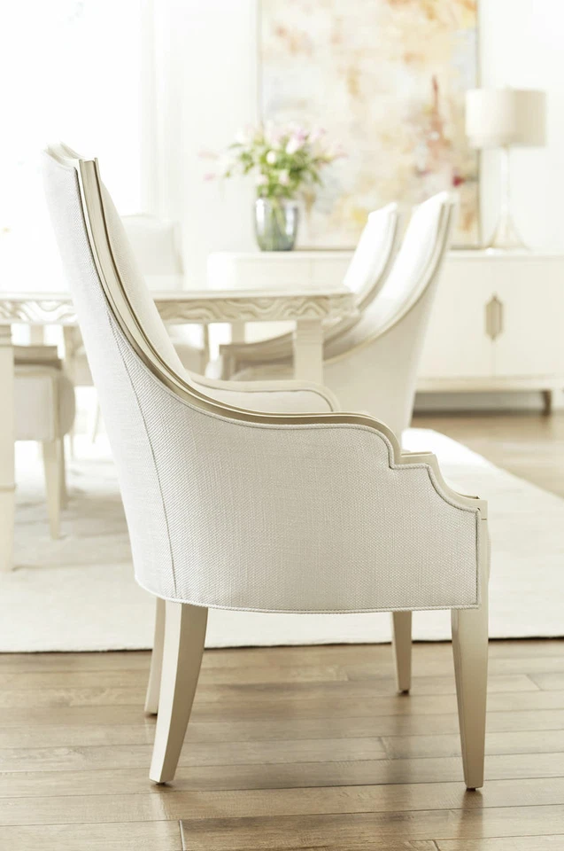 Silver leaf leaf and  cream fabric  arm chair - Image 4 of 4