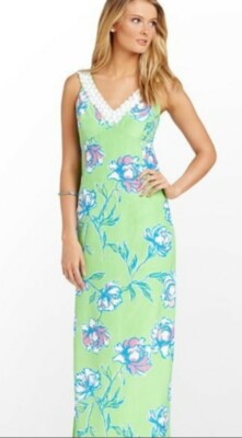 Lilly Pulitzer Size 0 Green Tossed Harwin Dress Maxi Silk Beaded | eBay Lilly Pulitzer Size 0 Green Tossed Harwin Dress Maxi Silk Beaded | eBay