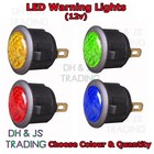 12v LED Round Warning Indicator Dash Lights RED AMBER GREEN BLUE Battery Oil