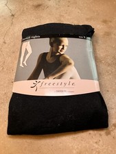 DANSKIN FREESTYLE Tights Girls Sz 7-10 Black Footed Dance Ballerina