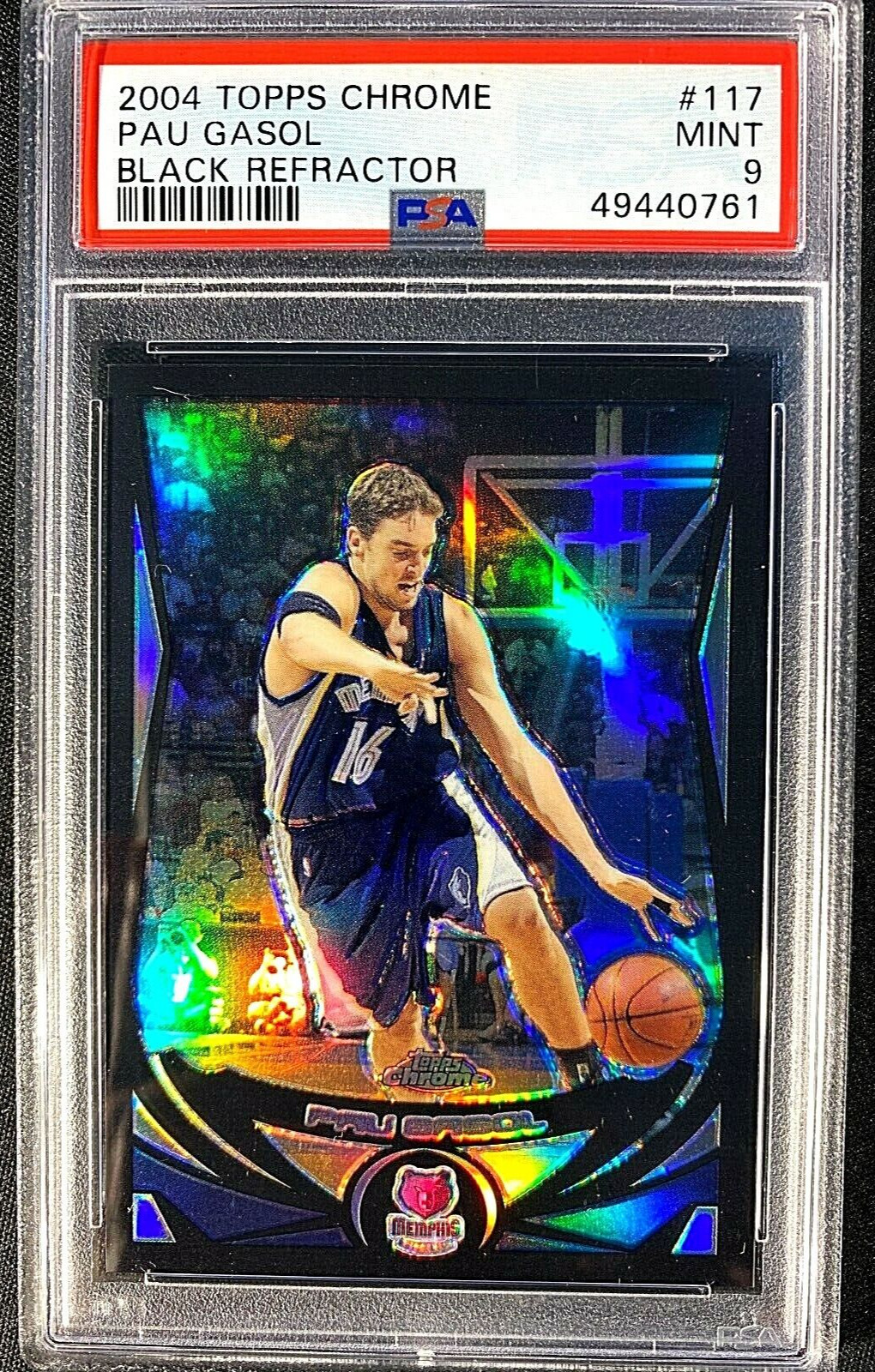 2004-05 TOPPS CHROME PAU GASOL BLACK REFRACTOR SP #D /500 PSA 9 MINT #117 G1377