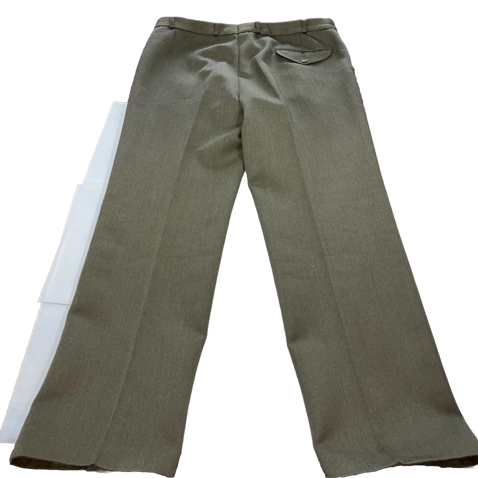 CALÇA MASCULINA MISTURA DE LÃ VERDE TAMANHO 36 externa VINTAGE perna reta cintura alta calça M - Imagem 3 de 4
