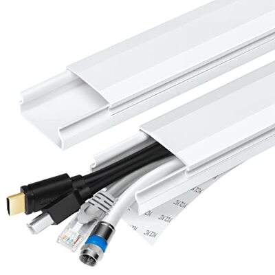 Cable Wall Cover Channel Wire Hider Management Raceway Kit Cord Concealer White