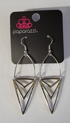 Proceed With Caution Silver Paparazzi Earrings