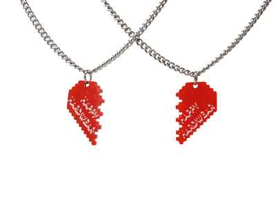 Broken Heart Necklaces Retro Valentine's Pixel Art Charm Necklace Set - Main Image