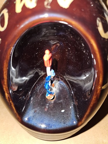 Vintage Music Box  Decanter Jug  Little Brown Jug Man Rotates to Music - Picture 2 of 4