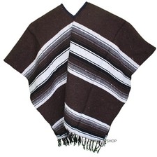 EXTRA WIDE Mexican PONCHO - DARK BROWN - ONE SIZE FITS ALL Gaban BIG AND TALL