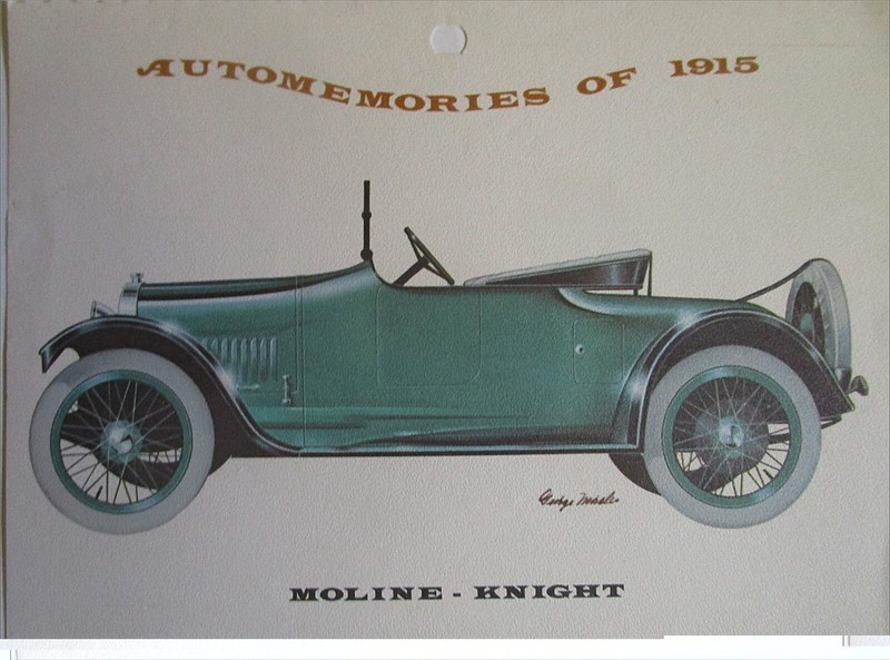 1915 Moline Knight Roadster calendar car print (green, no top)