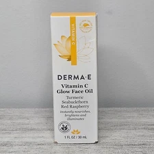 DERMA E Vitamin C Glow Face Oil w/Tumeric Red Raspberry 1 oz Exp 4/27 NEW