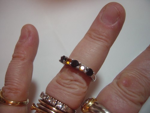 Vintage Solid Silver Ring-Stunning genuine golden citrine & black spinels-Size N - Picture 6 of 9