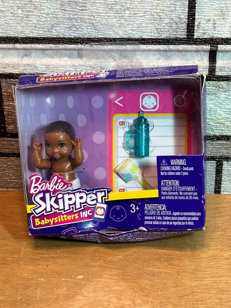 Barbie Skipper Babysitters Inc Black Boy Baby Doll, Mattel, Free