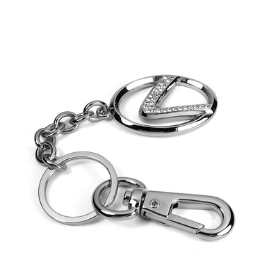 Lexus Logo Chrome Finish Clear Crystals Bling Key Chain | OE