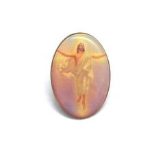 Resurrected Jesus Christ Oval Lapel Pin Inspirational Christian Religious VTG