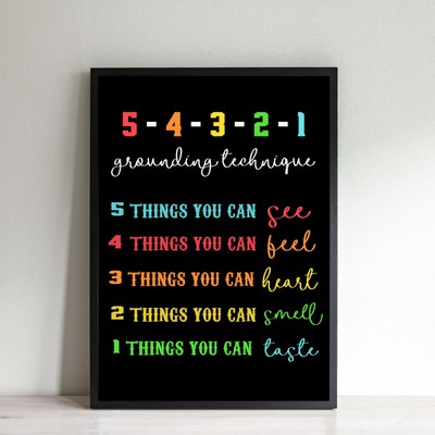 5 4 3 2 1 Grounding Technique Poster Grounding Exercise Print Coping Skill Wal Ebay