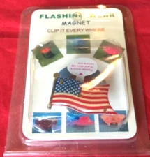 Flashing Wear Magnet Flag Clip It Everywhere Red White & Blue America