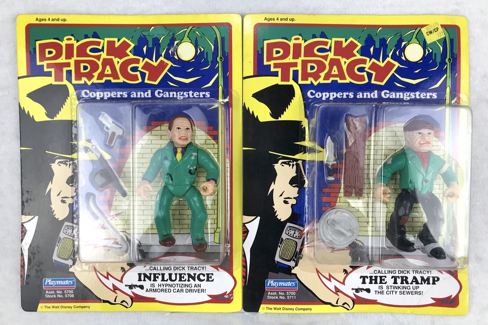 LOTE DE 2 FIGURAS NIP SIN PERFORAR DE COLECCIÓN PLAYMATES DICK TRACY INFLUENCIA Y EL VAGABUNDO Foto 2 de 4
