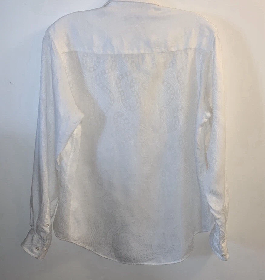 Camisa John Henry blanca sobre blanca de cachemira con botones manga larga talla 8 Foto 4 de 4