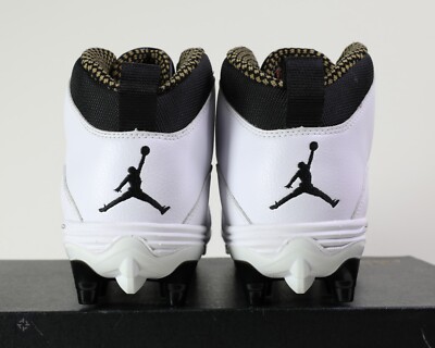 Nike Air Jordan 10 TD Mid Men\'s 11.5 White Gold Lace-Up Football Sports Cleats Jordan 10 TD Mid White Metallic Gold for Sale | Authenticity  main image 2