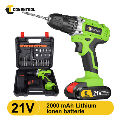 CONENTOOL 21V Akkuschrauber Bohrschrauber Kabellos 2000mAh 2*2.0AH Akku Koffer