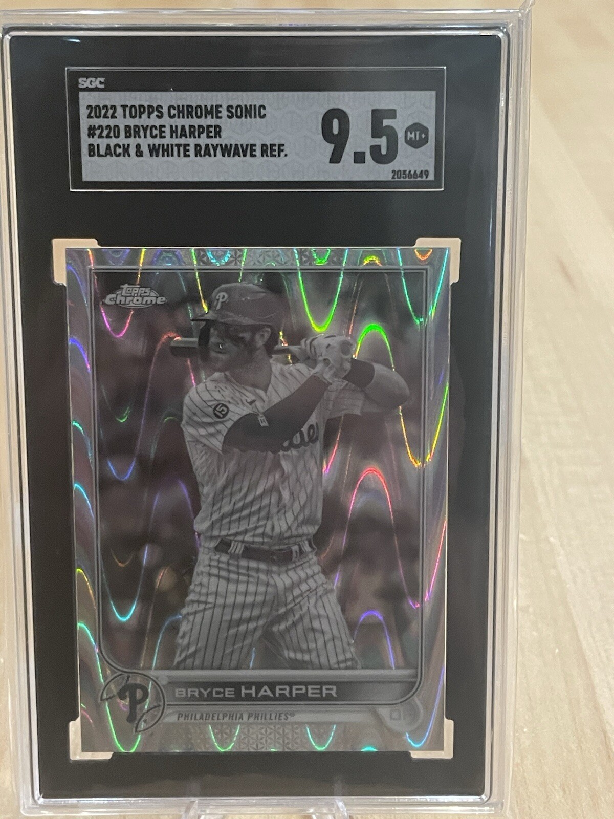 2022 Topps Chrome Sonic - Black & White RayWave Refractor #220 Bryce Harper