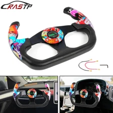 13inch/325mm Model U Plaid Graffiti Style Racing Steering Wheel w/ Horn Button