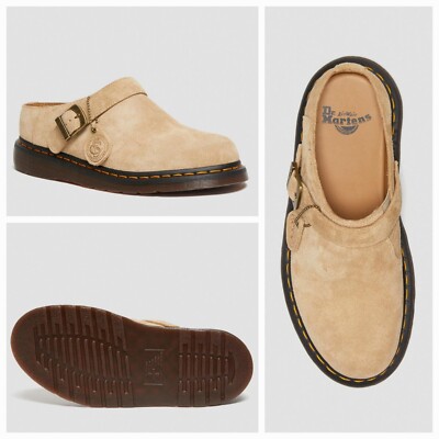 Dr. Martens Isham Desert Oasis Suede Mules Beige Women's Size 9 (Men 8) NEW $150