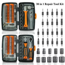 38Pcs Ratchet Screwdriver Multi Tool Bits 1/4" Drive Socket Wrench Kit A/B Style